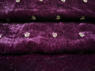 Deep Magenta Motifs Velvet Ember Bloom Fabric