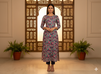 Burgundy Floral Digitally Printed Butter Crepe Fabric