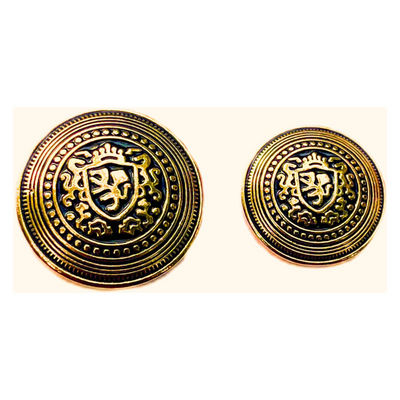 Golden & Black King’s Favourite Royal Crest Lion Shield Eye-Catchy Design Round Shank Metal Button Black and Golden Colour for Coat, Suit, Blazer, Sherwani, Nehru Jacket and for all Types of Clothes