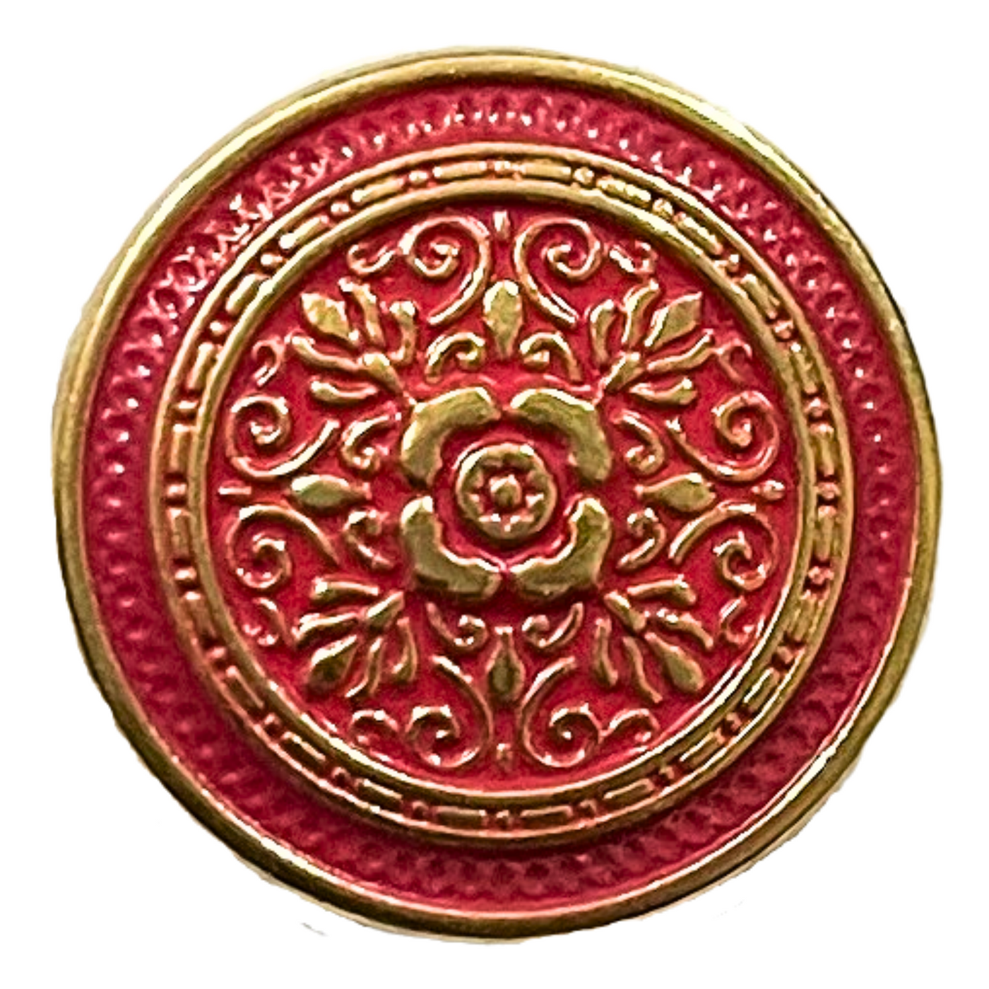 Pink & Golden Eye Catchy Floral 1 Hole Round Metal Buttons