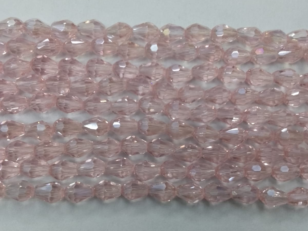 Light Pink Drop Crystal Glass Beads (Wholesale)