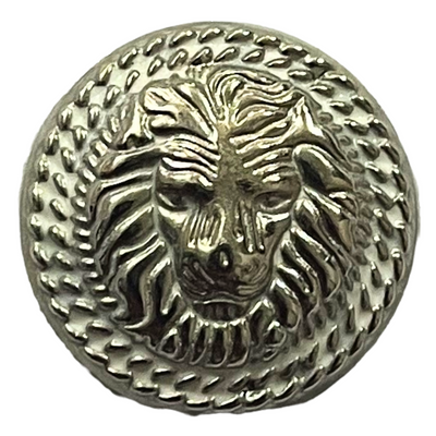 White & Silver Fearless Lion Face Shaped 1 Hole Round Metal Buttons