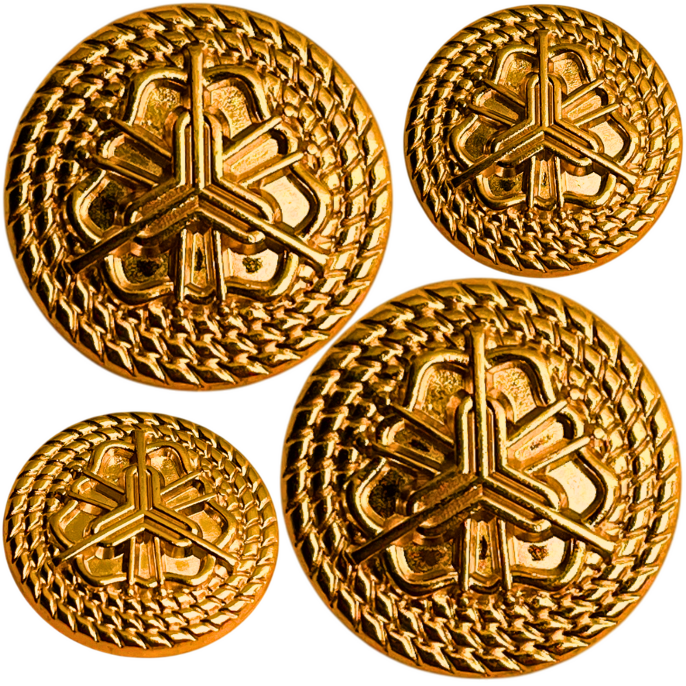 Pure Golden Regal Floral Motif Antique Design Round Shank Metal Button