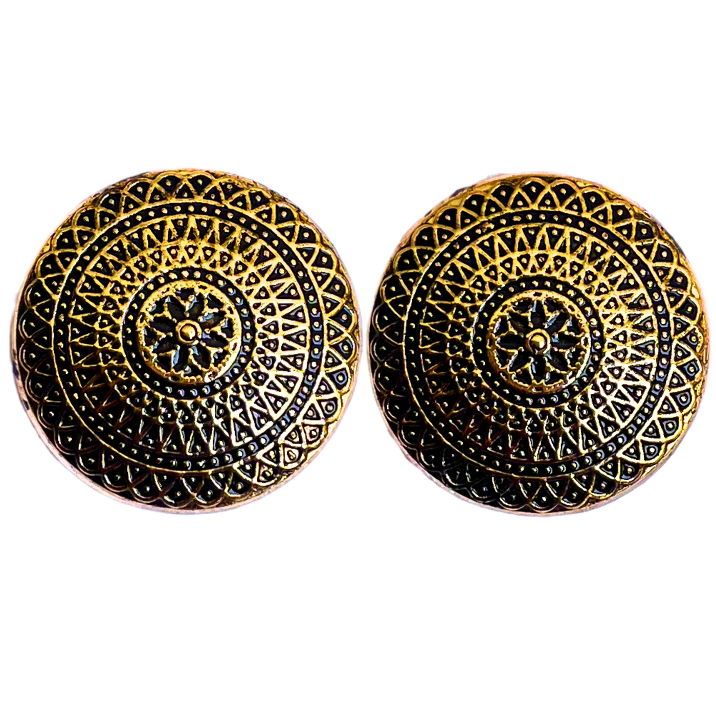 Black & Golden Color Elegant Traditional Designer Round 1 Hole Metal Buttons