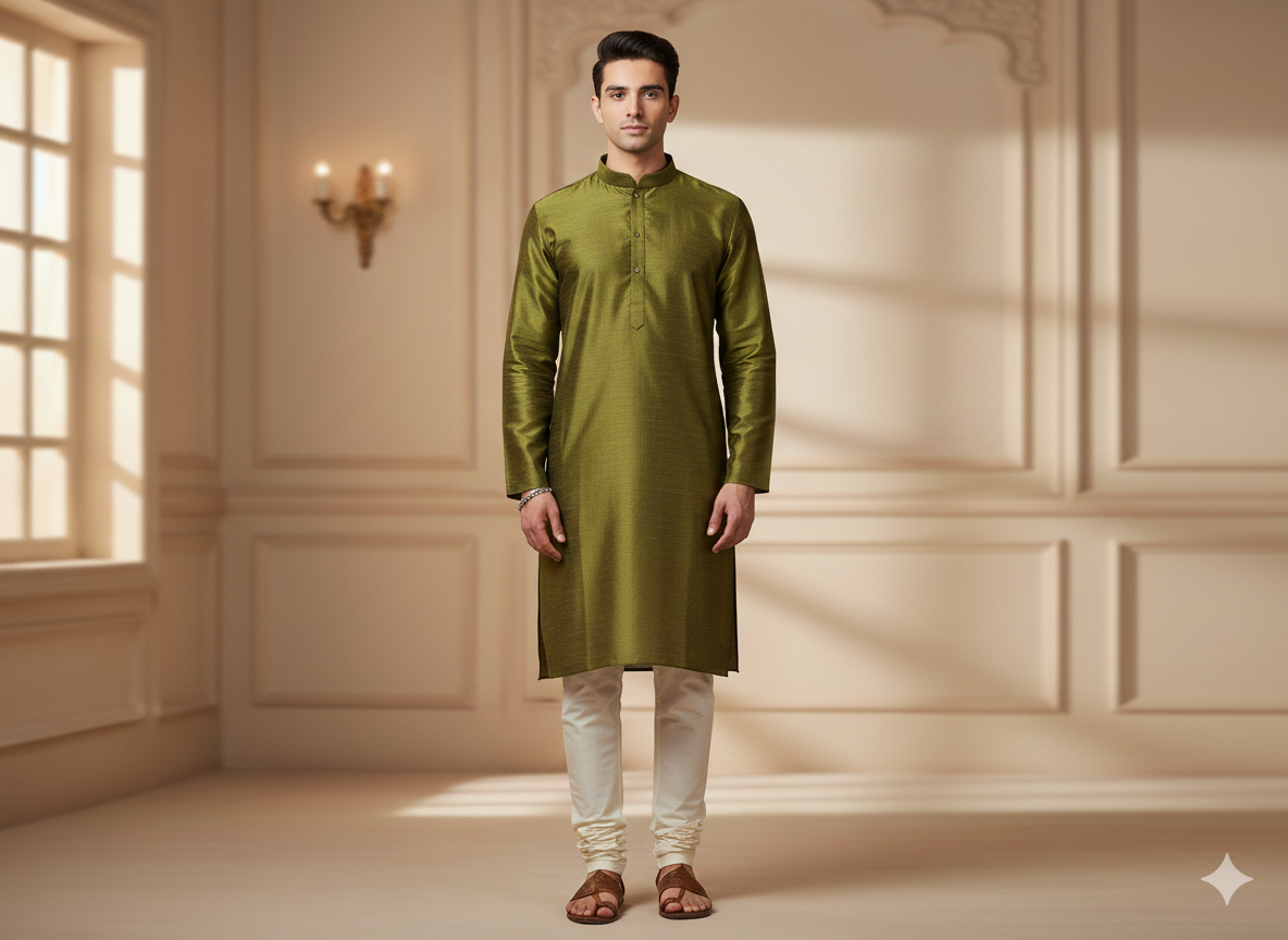 Mehndi Green Plain Bangalore Raw Silk Fabric  (Wholesale)