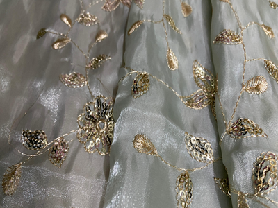 Muted Green Jimmy Chu Mulberry Silk Fabric