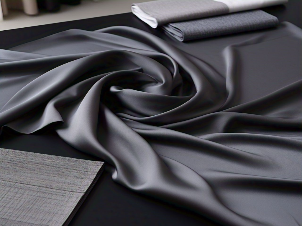 Blooming Charcoal Gray Plain Satin Fabric