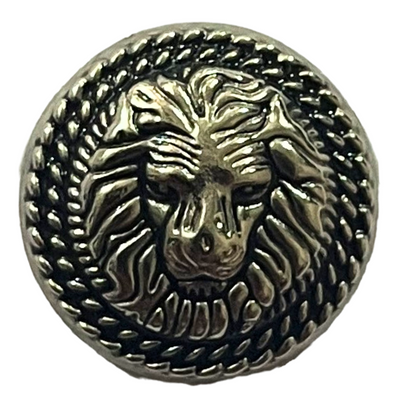 Black & Silver Fearless Lion Face Shaped 1 Hole Round Metal Buttons