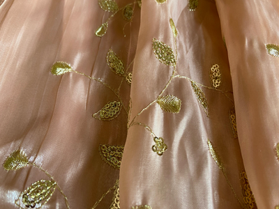 Peach Jimmy Chu Jal Work Mulberry Silk Fabric