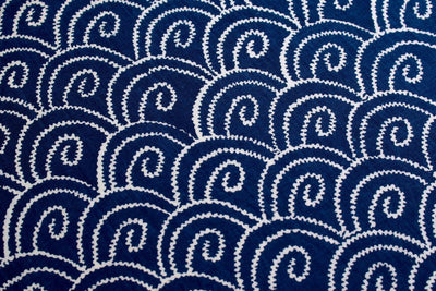 Navy Blue & White Traditional Printed Pure Cotton Fabric