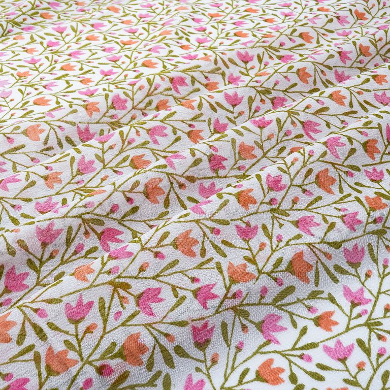 Pink & Peach Floral Printed Pure Viscose Georgette Fabric