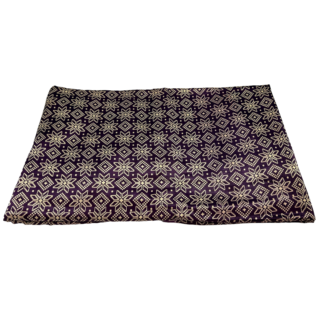 Purple & Cream Traditional Patola Printed Mashru Silk Fabric