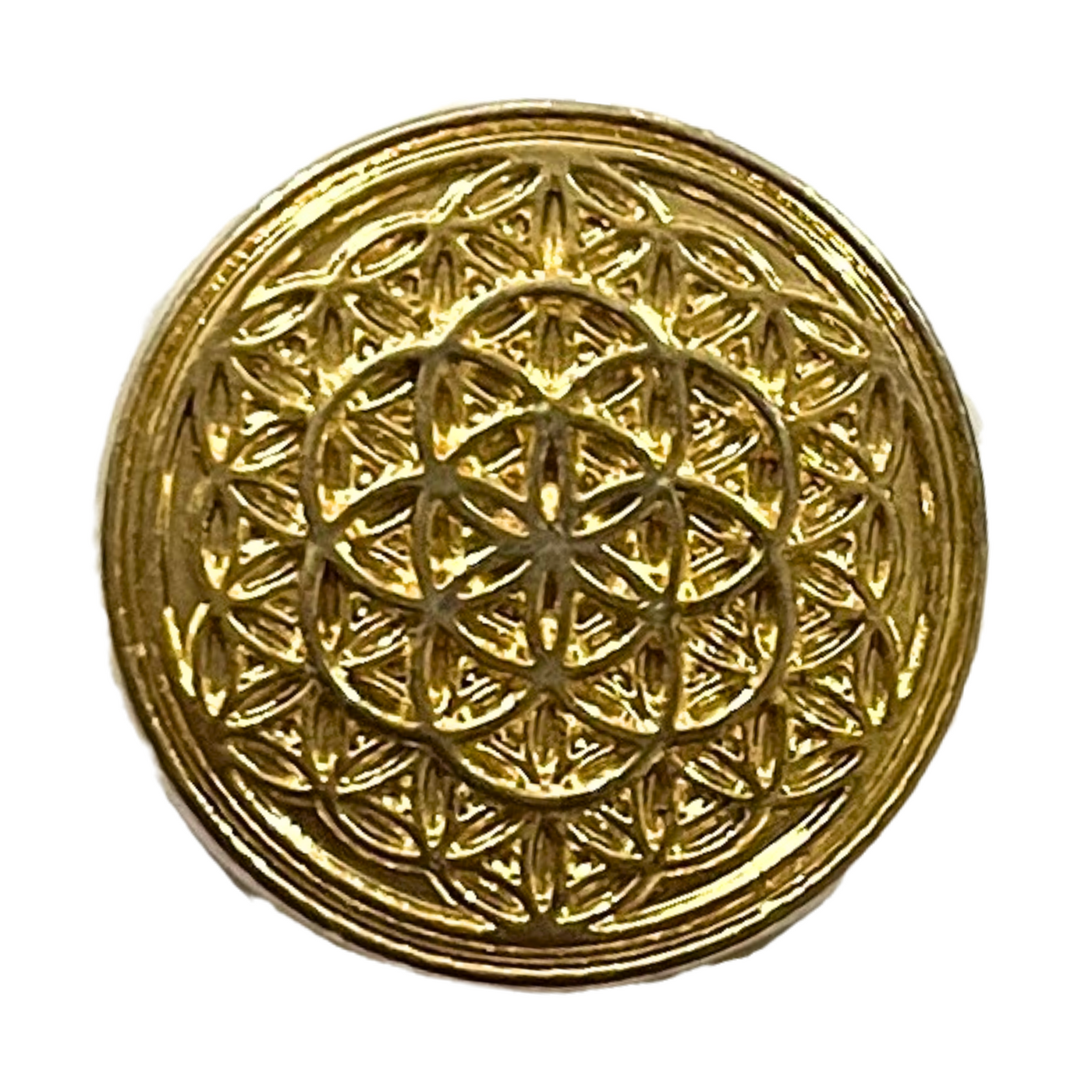 Pure Golden Color Mandala Design Round 1 Hole Metal Buttons