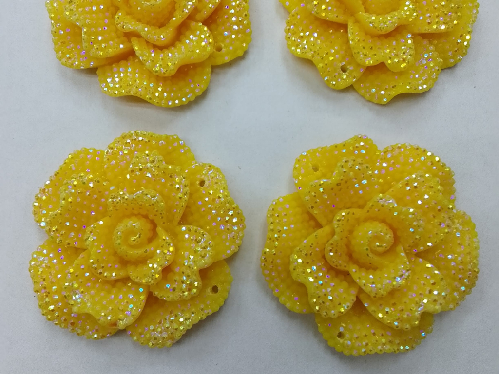 Yellow Flower Plastic Resin Stones