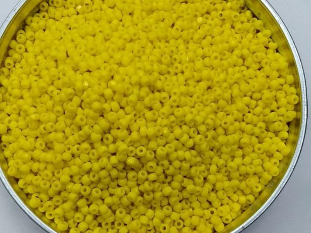 Yellow Opaque Round Rocaille Glass Seed Beads- 2 mm