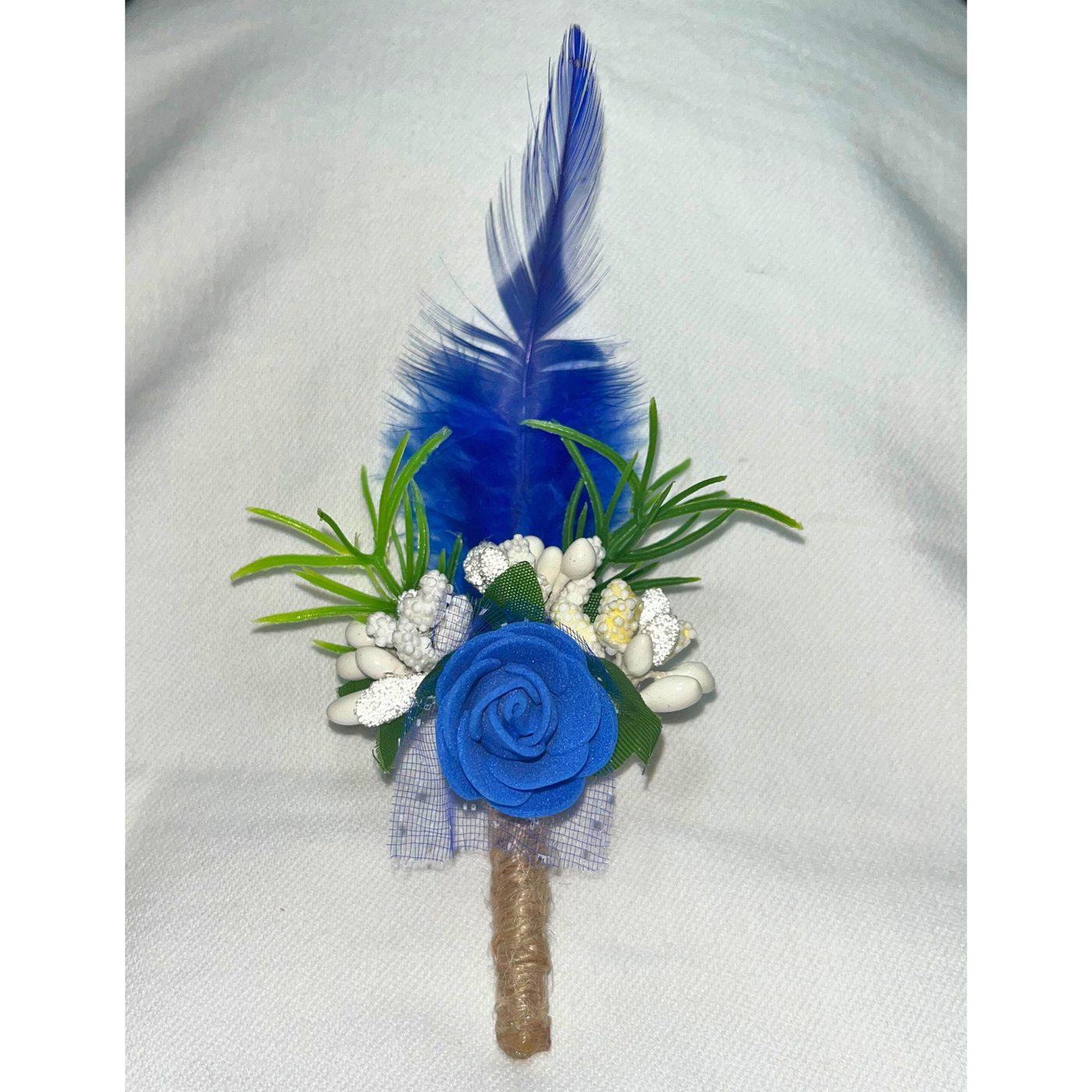 Blue Faux Feather Flower Brooch ( Wholesale )