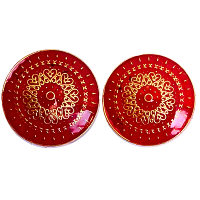 Red & Golden Color Traditional Designer 1 Hole Metal Buttons