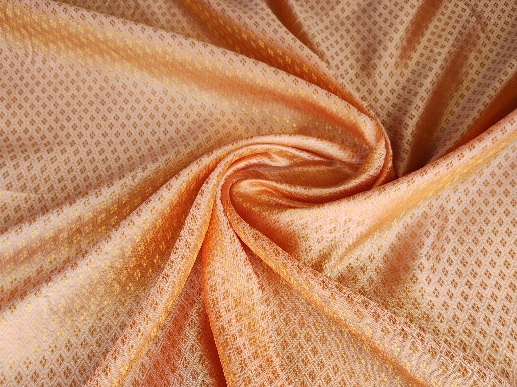 Golden Orange Shaded Geometric Caramel Rapier Jacquard Fabric