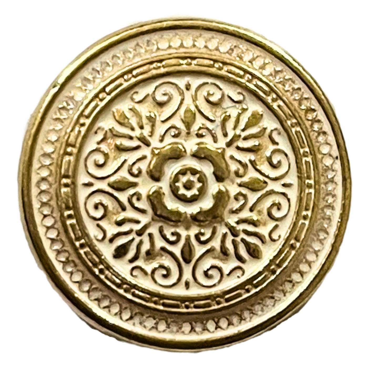 White & Golden Eye Catchy Floral 1 Hole Round Metal Buttons