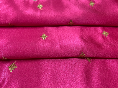 Deep Pink Balma Daman Embroidery Silk Satin Fabric