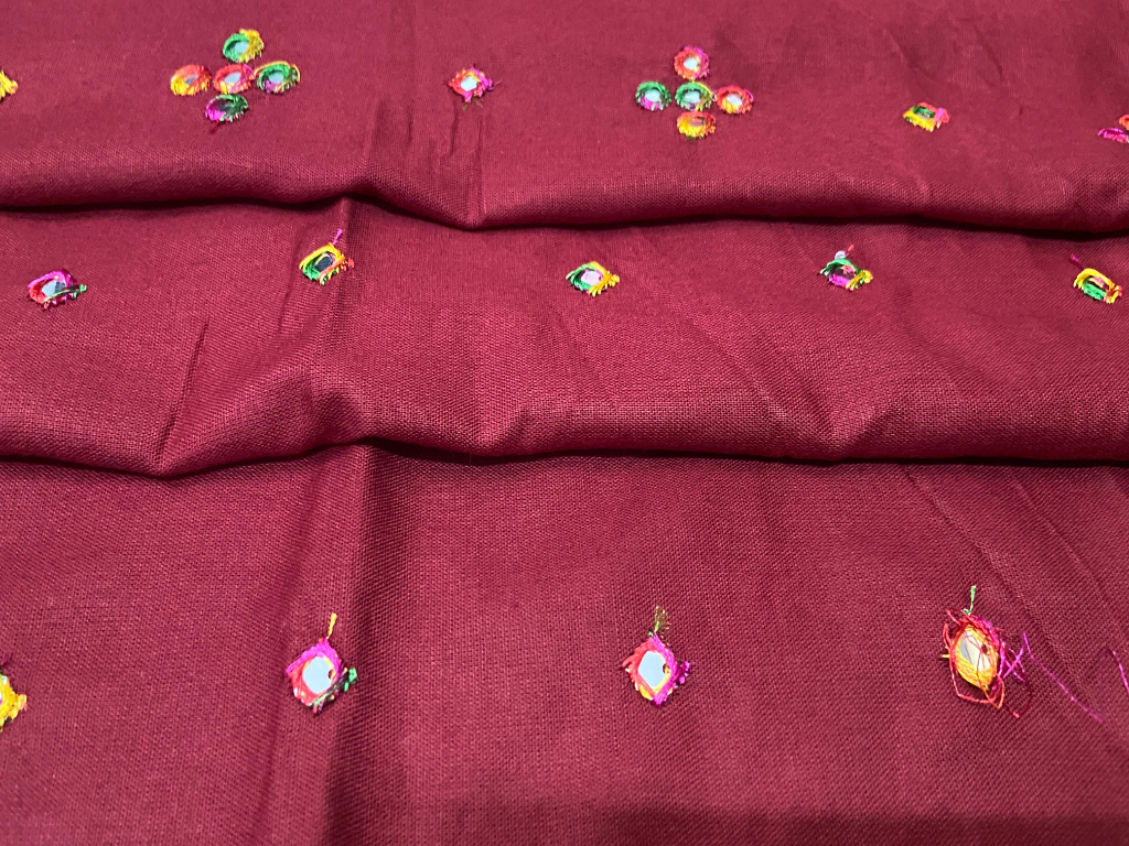 Wine Red Cotton Rayon Fabric