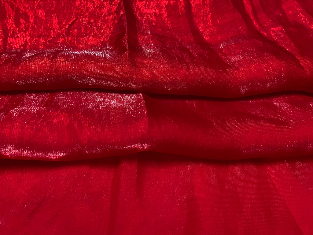 Luxuries Vibrant Red Heavy Fendi Silk