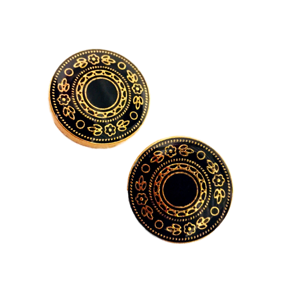 Black & Golden Color 1 Hole Traditional Metal Buttons