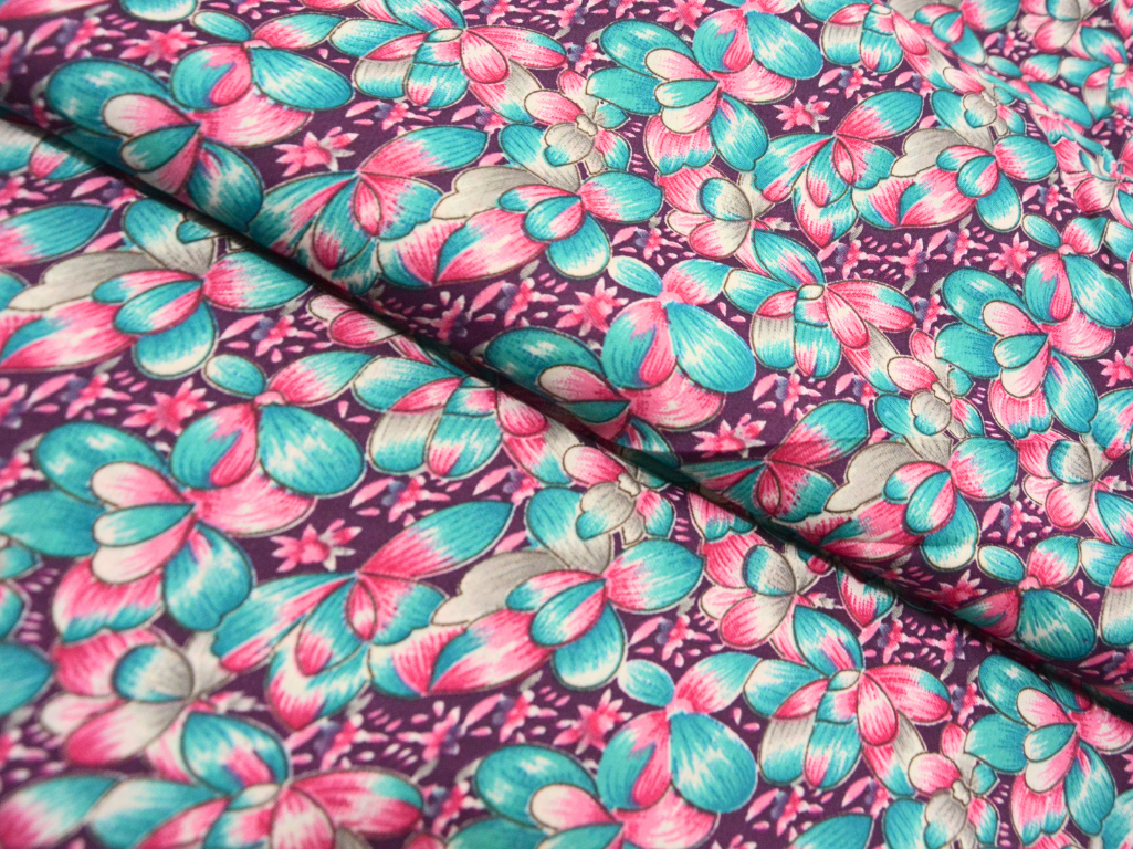 Burgundy Floral Digitally Printed Butter Crepe Fabric