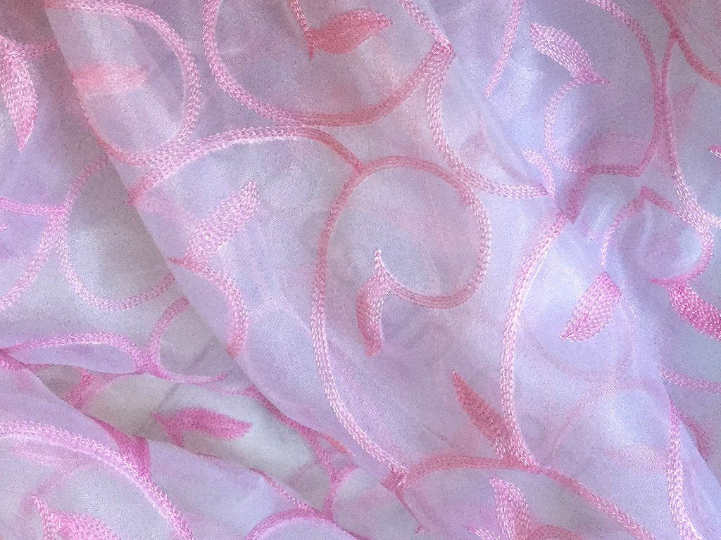 Pink Abstract Organza Fabric (Wholesale)