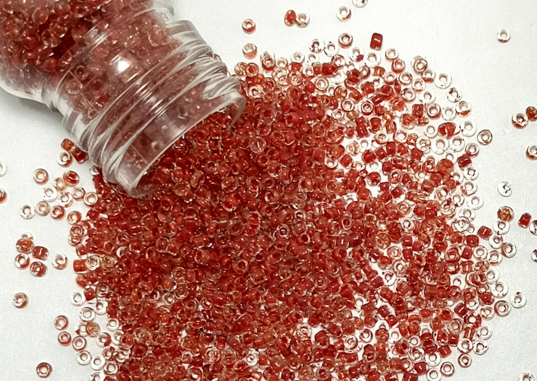 Red Inside Golden Dyed Round Rocailles Glass Seed Beads (Wholesale)