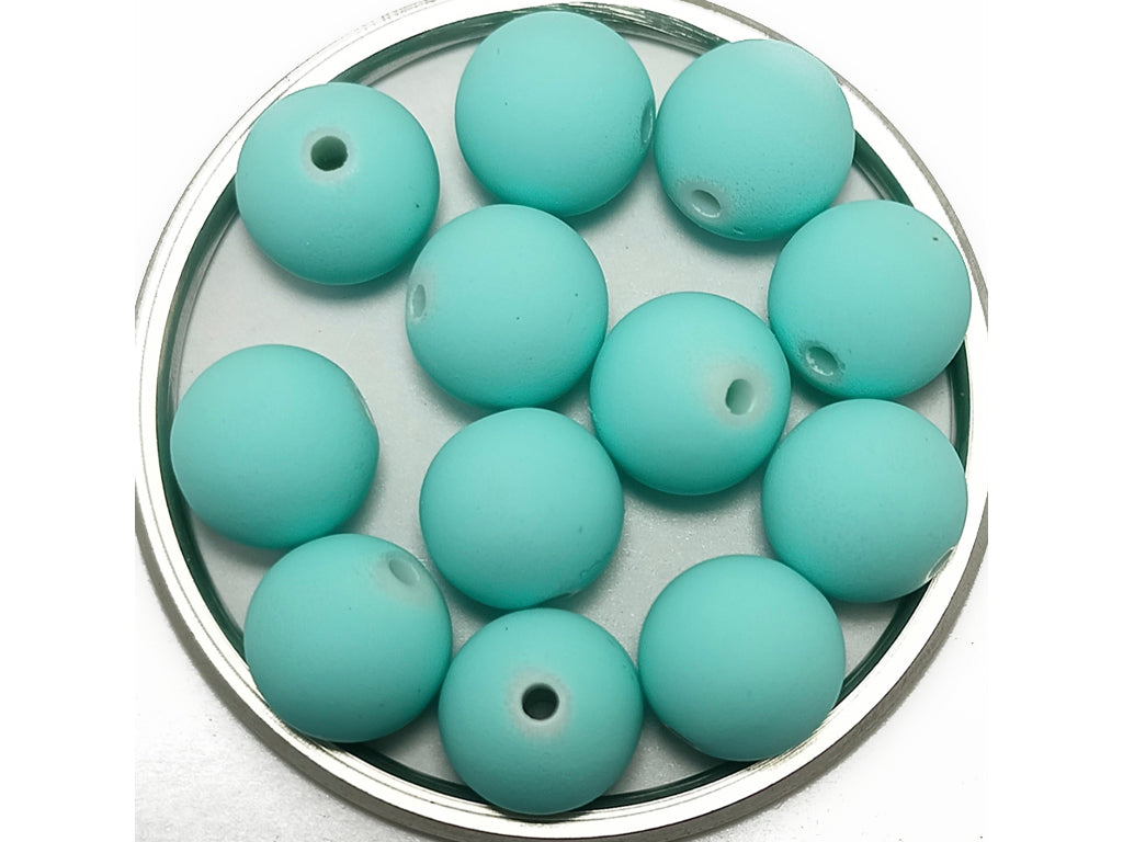 Frosted Sky Blue Spherical Acrylic Beads With Centre Hole