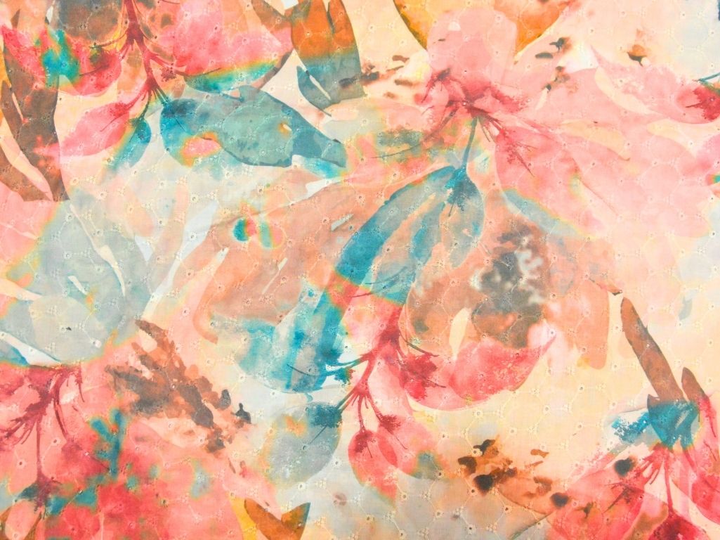 Multicolor 100 % Pure Cotton Chikan Embroidered Fabric