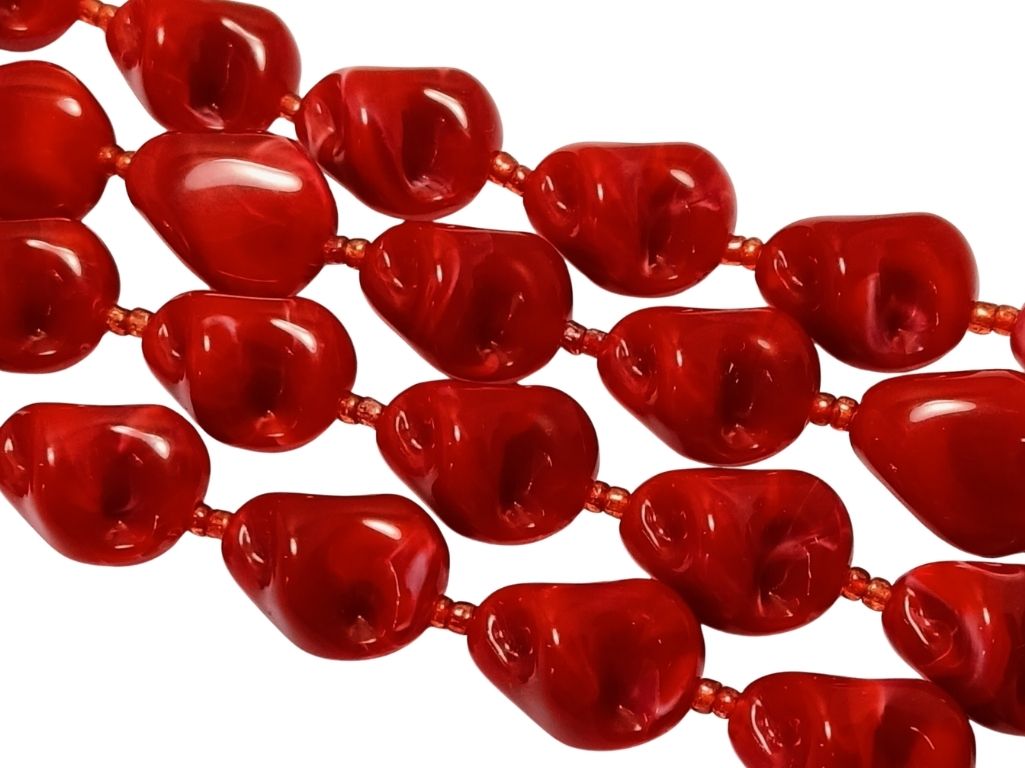 Red Irregular Shaped Resin Beads