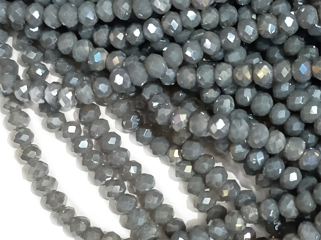 Gray Rainbow Opaque Lustre Tyre / Rondelle Crystal Beads