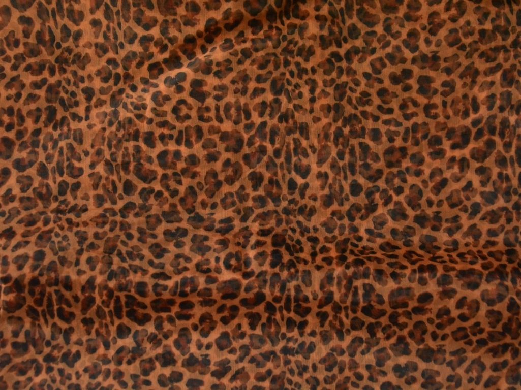 Light Brown Leopard Digital Printed Liquid Organza Fabric