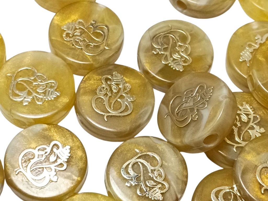 Golden Circular Resign Ganpati Charms