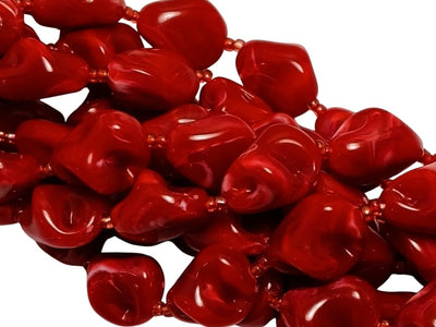 Red Irregular Shaped Resin Beads