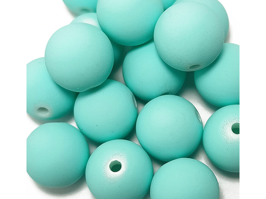 Frosted Sky Blue Spherical Acrylic Beads With Centre Hole