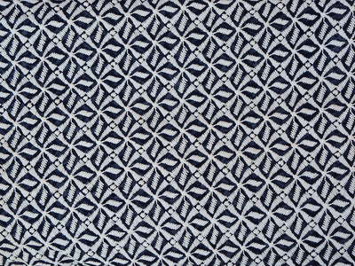 Blue & White Geometric Light Thread Embroidered Premium Georgette Fabric