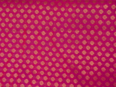 Dark Pink Motifs Semi Banarasi Brocade Fabric