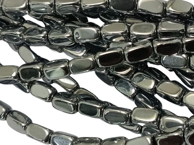 Silver Oval Shaped Haemetite Metal Beads