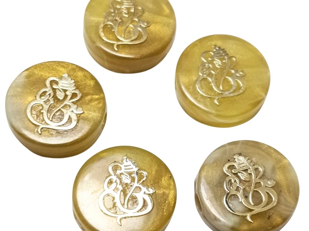 Golden Circular Resign Ganpati Charms