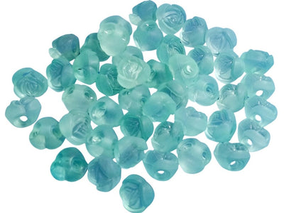 Teal Matte Finish Rose Shaped Acrylic Beads with Back Hole