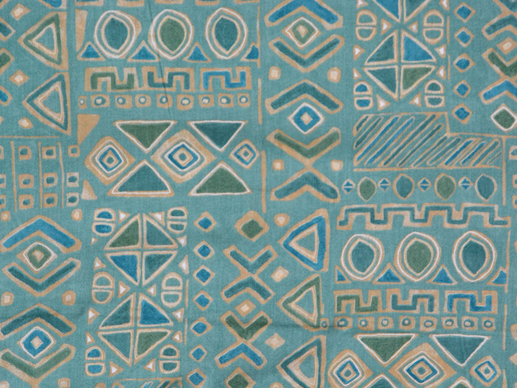 Sky Blue Traditional Print Pure Mul Mul Cotton Fabrics