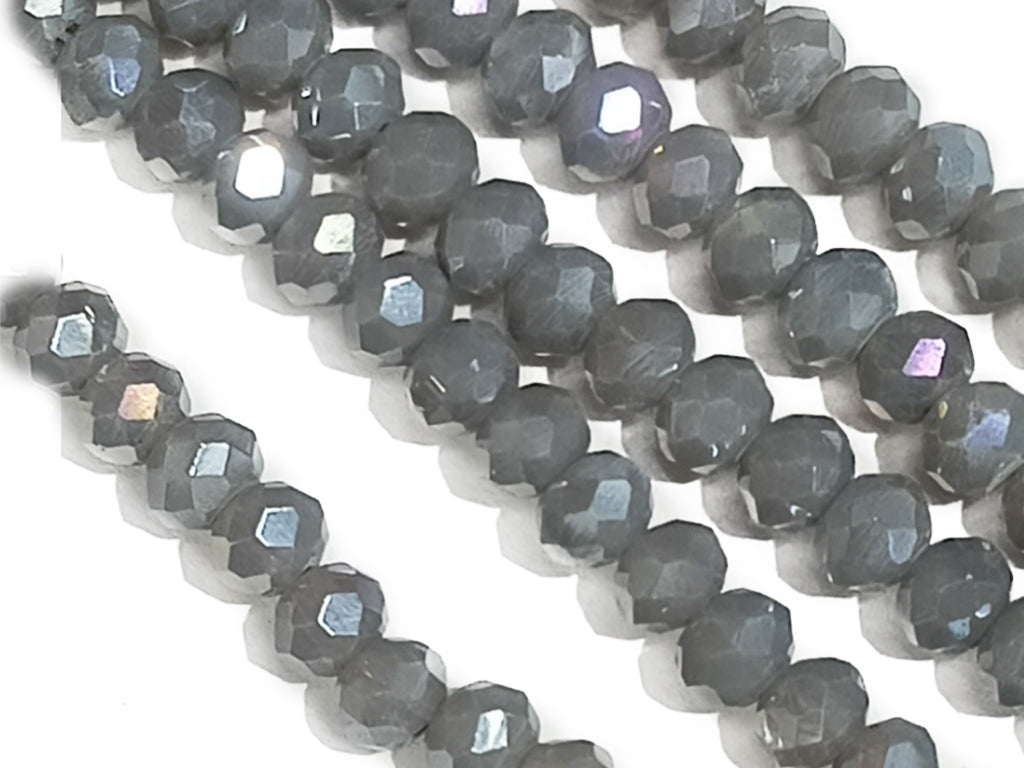 Gray Rainbow Opaque Lustre Tyre / Rondelle Crystal Beads