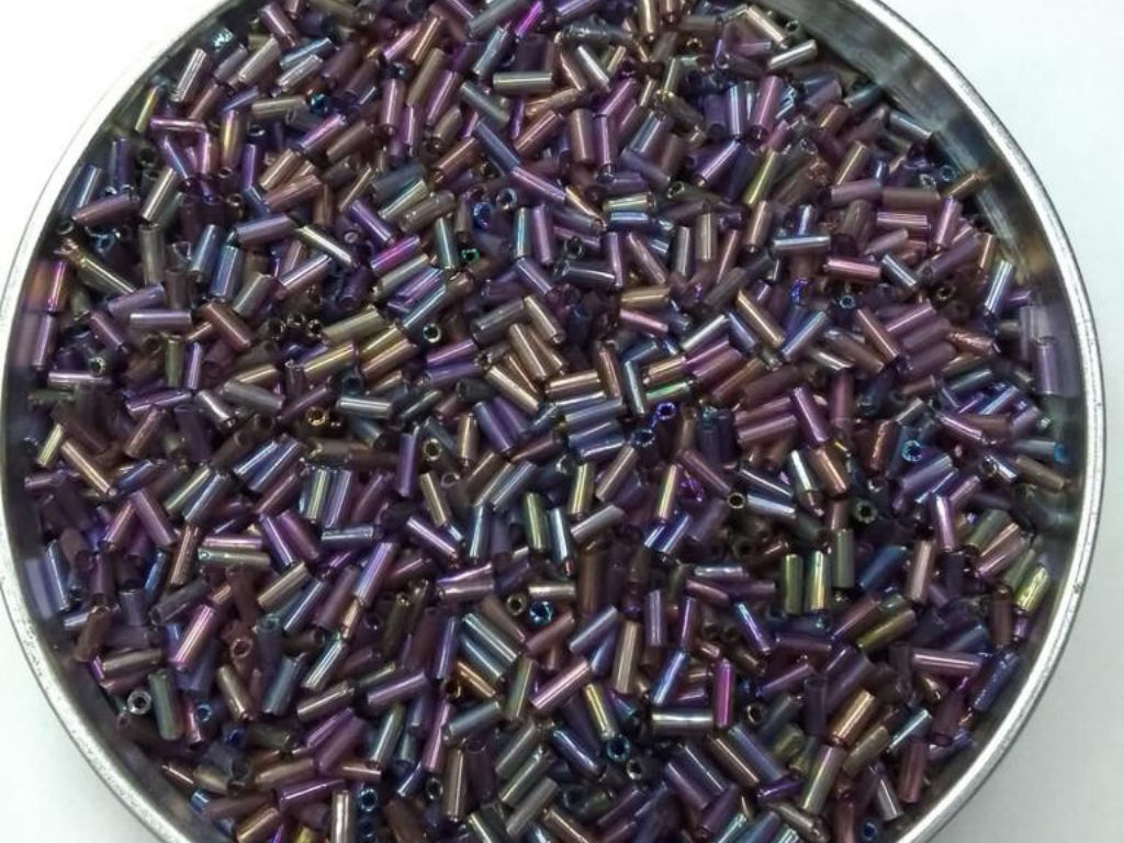 Purple Rainbow Pipe Glass Seed Beads- 4.5 mm (Wholesale)