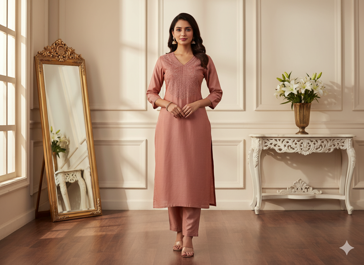 सैल्मन प्लेन शुद्ध विस्कोस गाजी सिल्क फैब्रिक