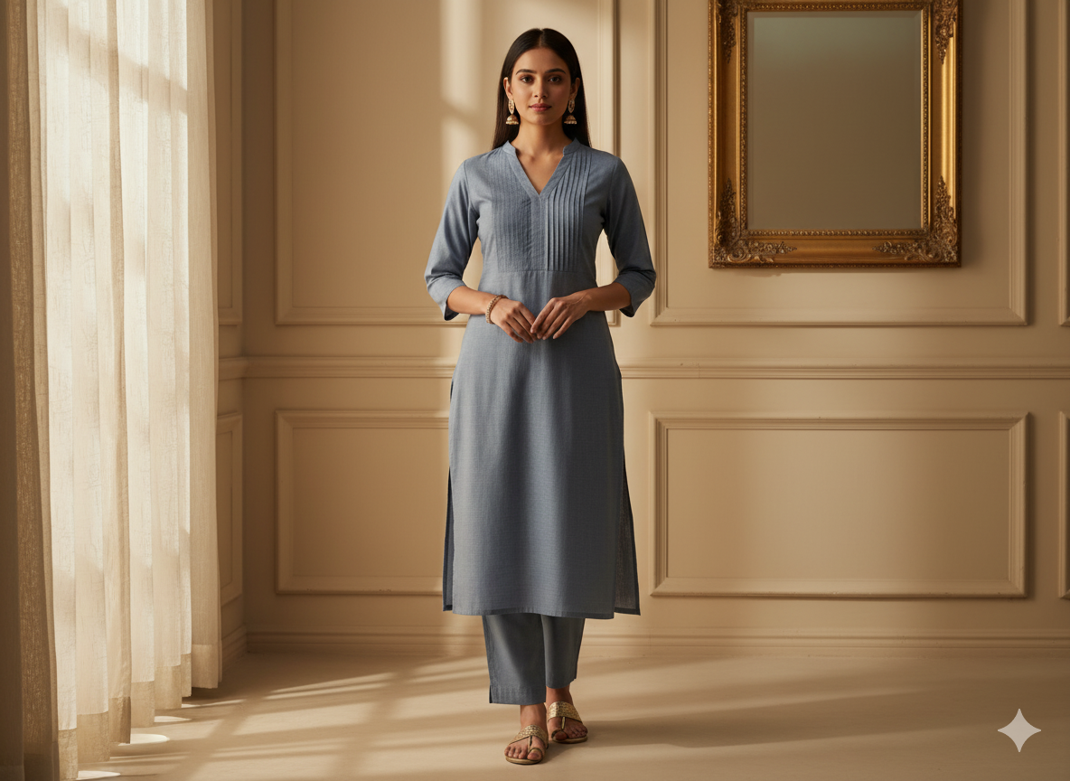 धुएँ के रंग का ग्रे सादा ग्लेज्ड कॉटन कपड़ा