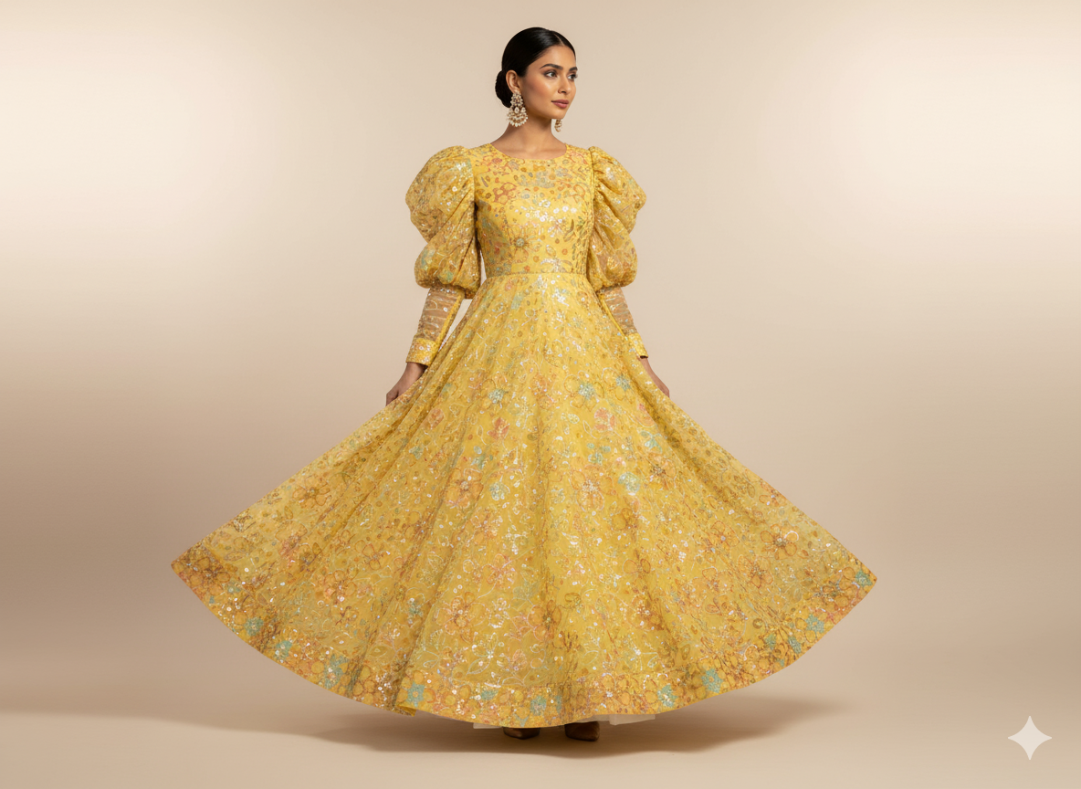 Cream  Pure Viscose Georgette With Sequins Embroidered Fabric