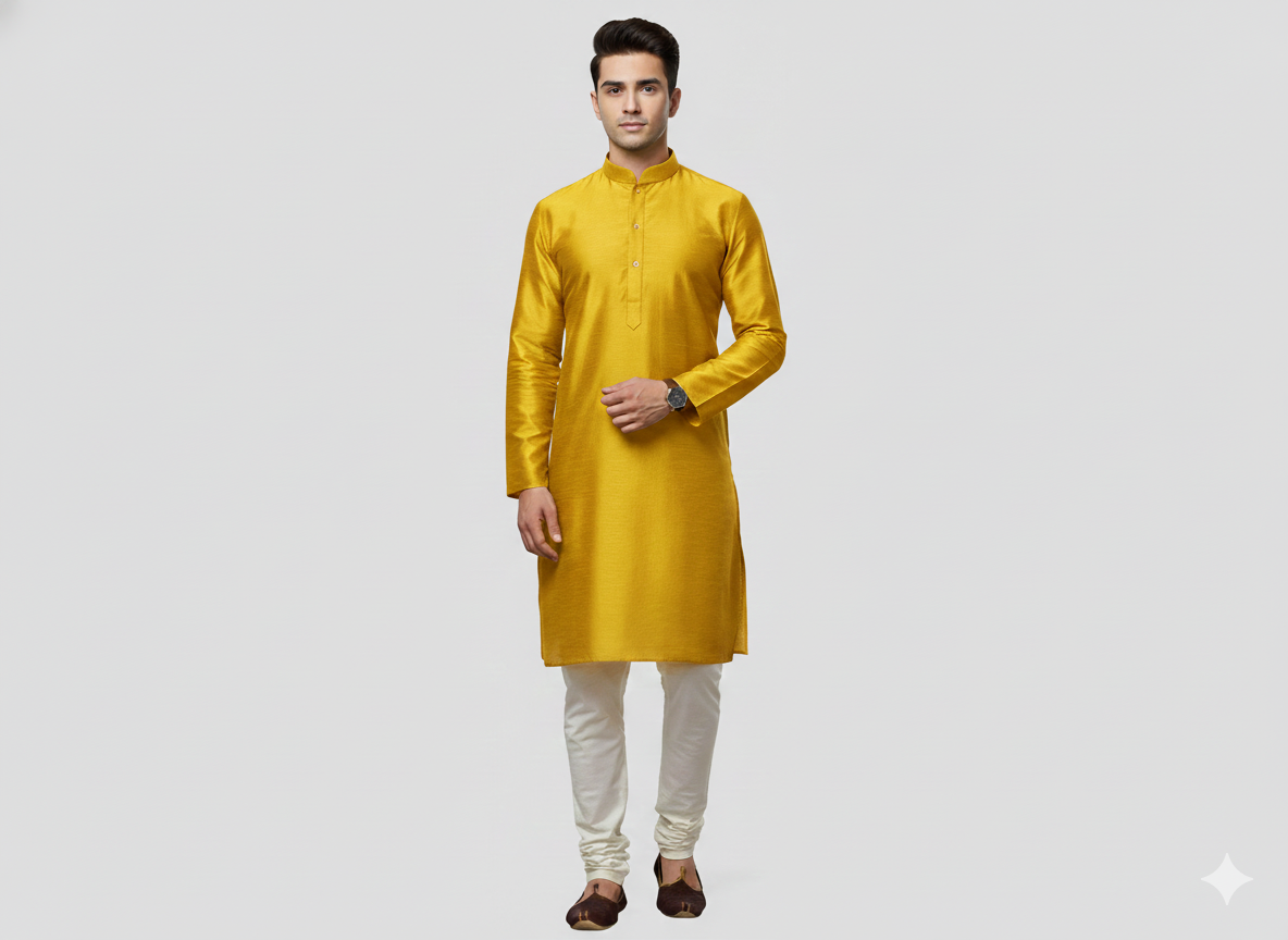 Yellow Plain Bangalore Raw Silk Fabric  (Wholesale)